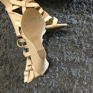 Beige wedge heel sandals